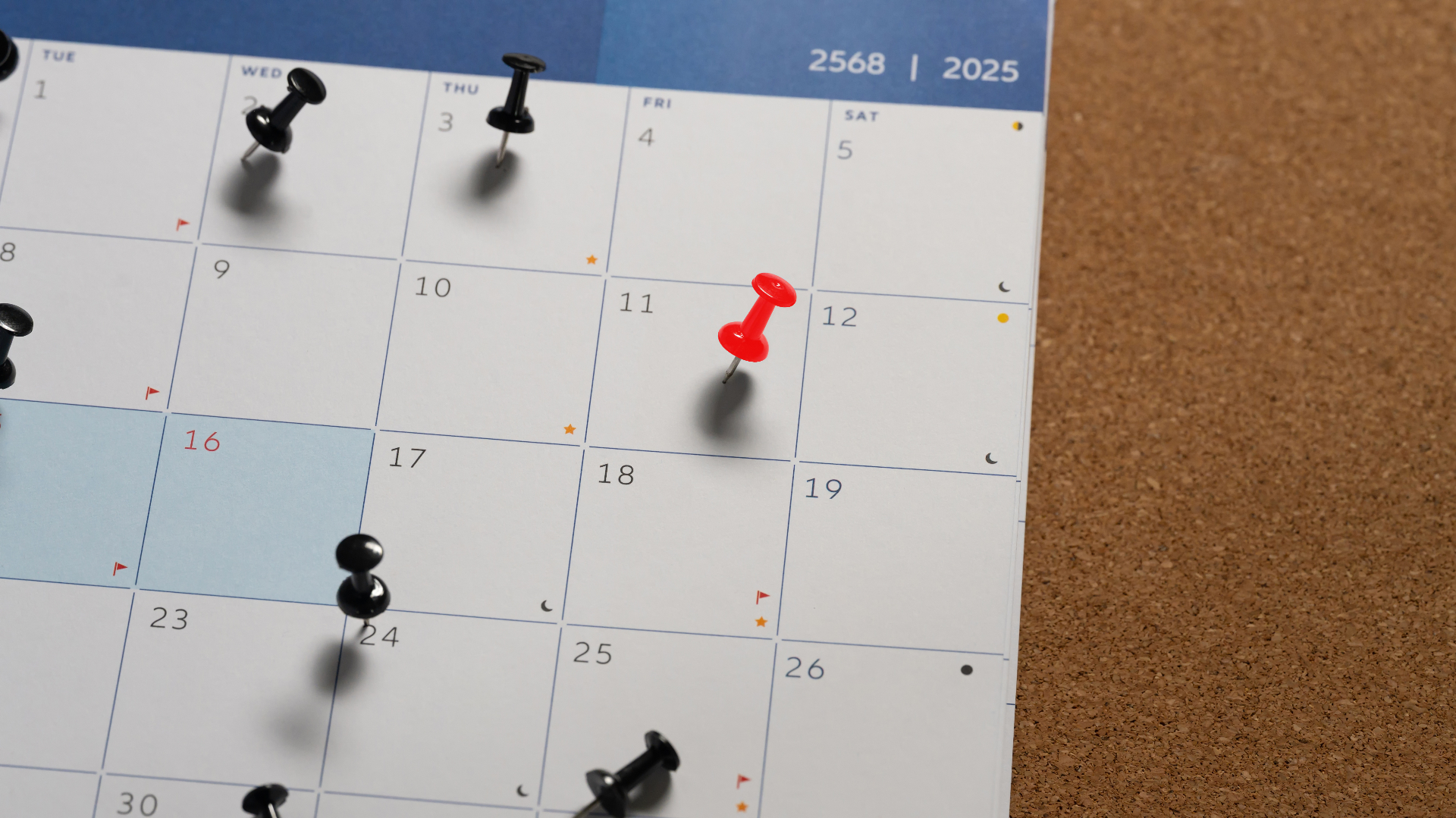 Open desk calendar in soft morning light